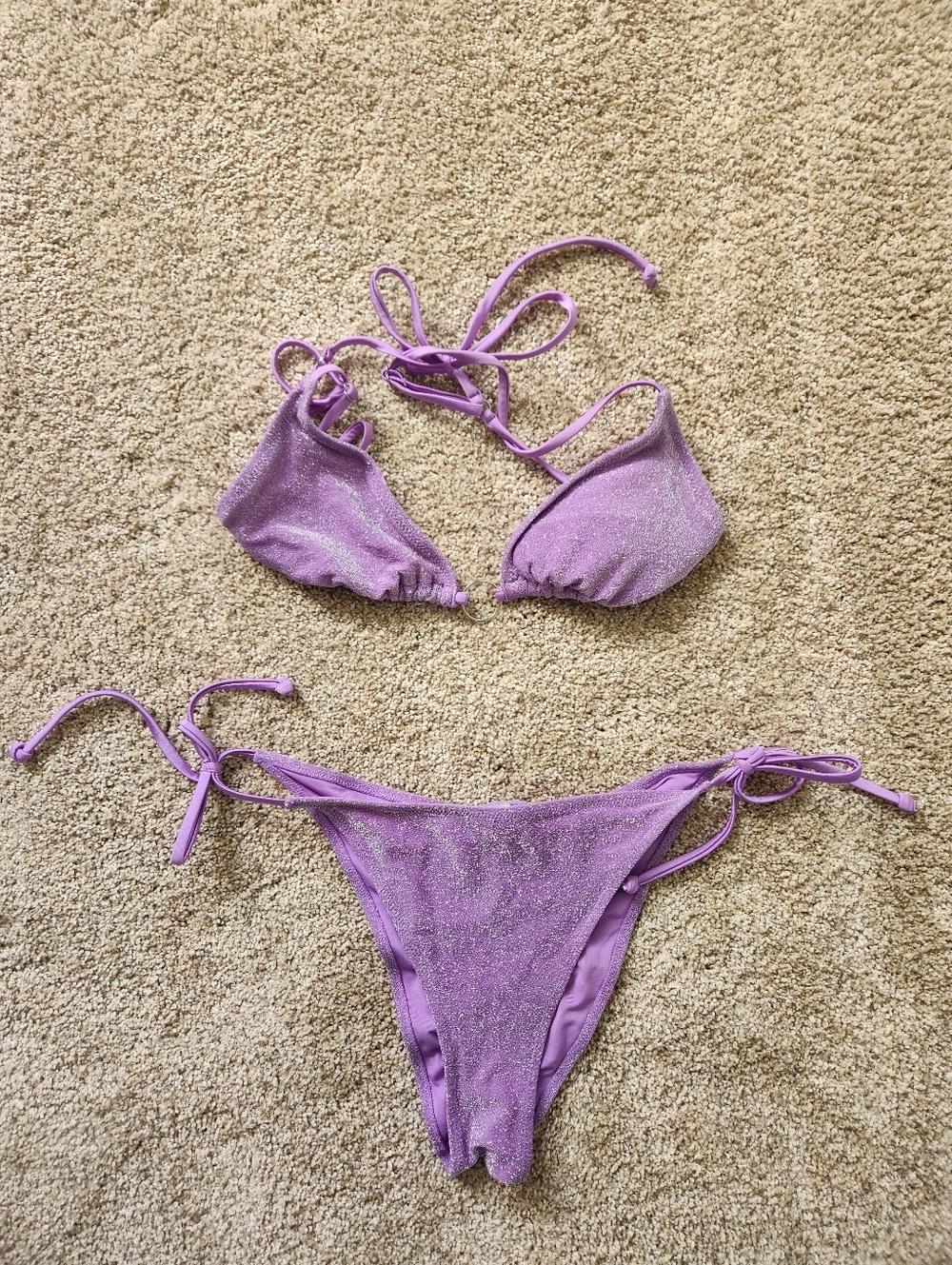 H&M Shimmery Lavender Tie Bikini Set